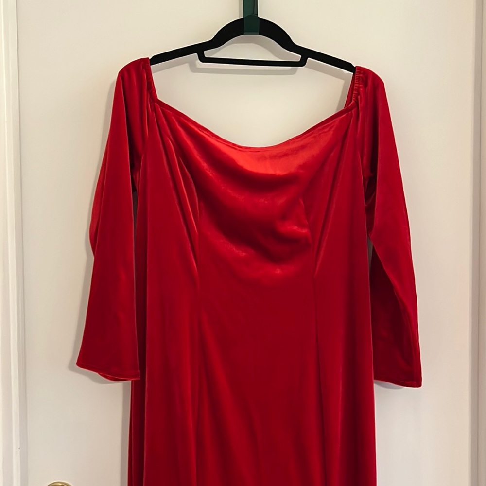 Red Dress in Velvet Texture-Size Large